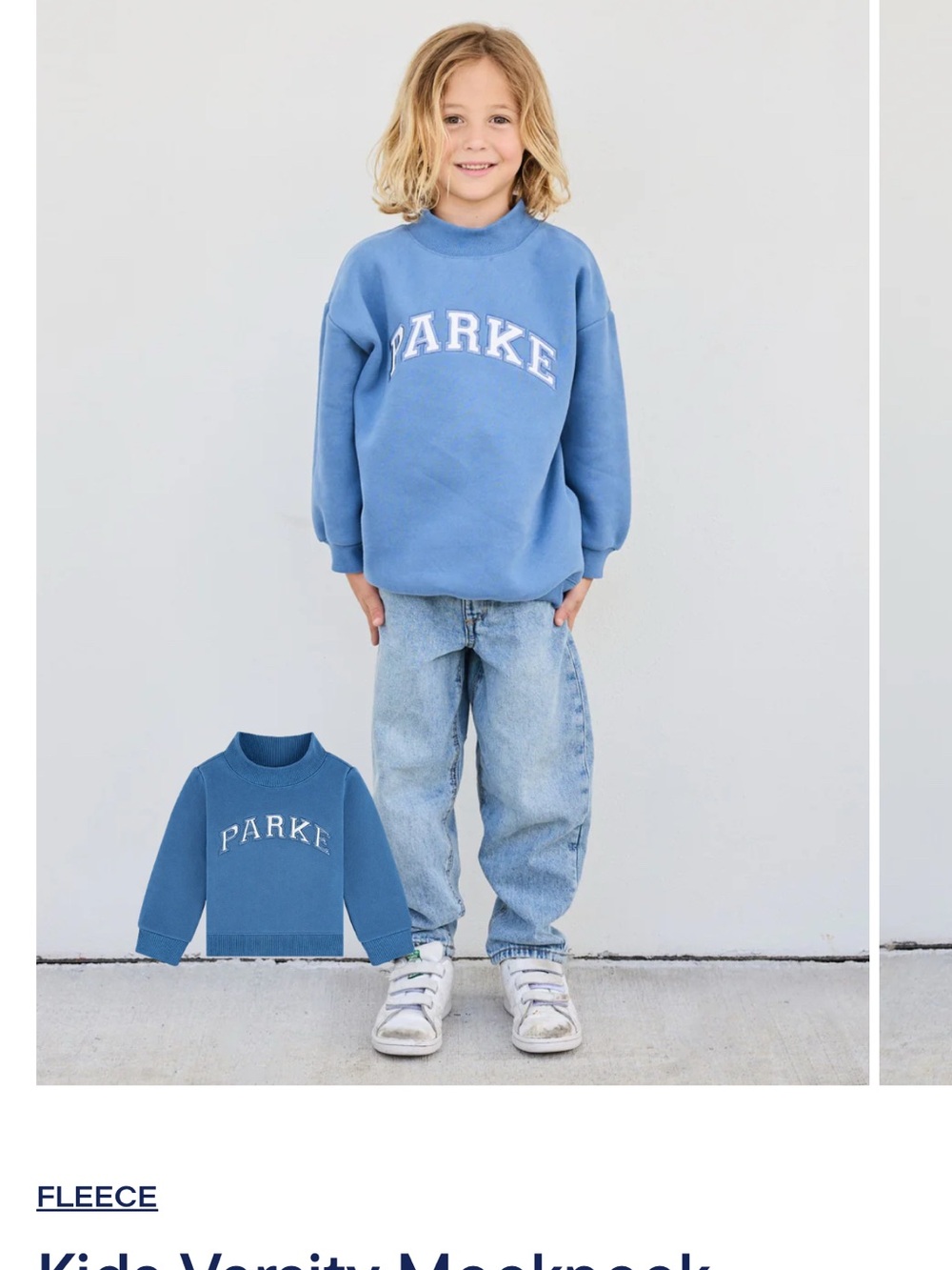 Parker Kids Blue Fleece Mockneck Sweatshirt